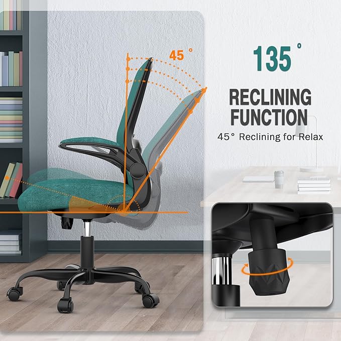Mimoglad Office Chair, Ergonomic Desk Chair with Adjustable Lumbar Support, High Back Mesh Computer Chair with Flip-up Armrests- Task Chairs, Executive Chair for Home Office