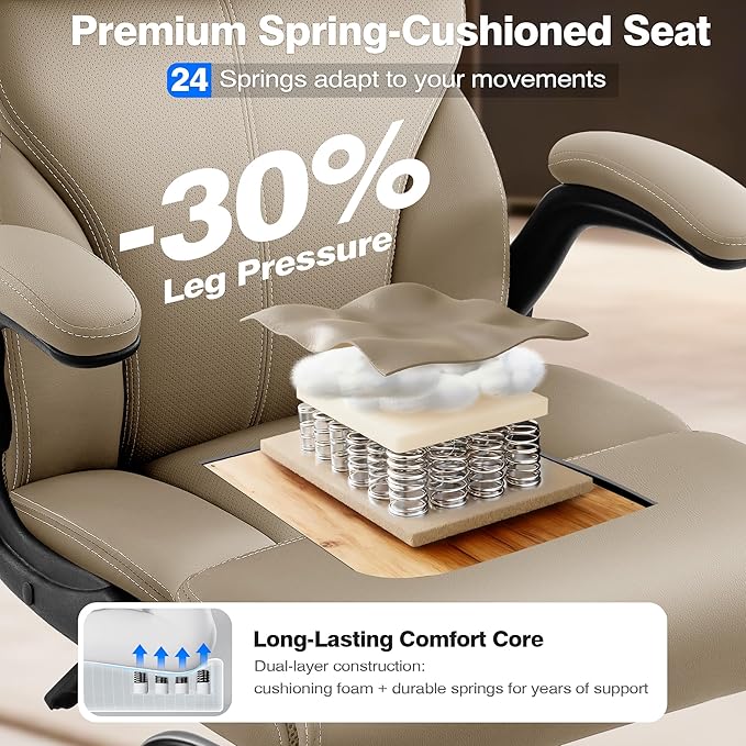 AreShark Office Chair - Executive High Back Breathable Comfy Desk Chair with Lumbar Support - Ergonomic Leather Rolling Swivel Computer Chair with Rock Function for Working Studying Gaming Relaxing