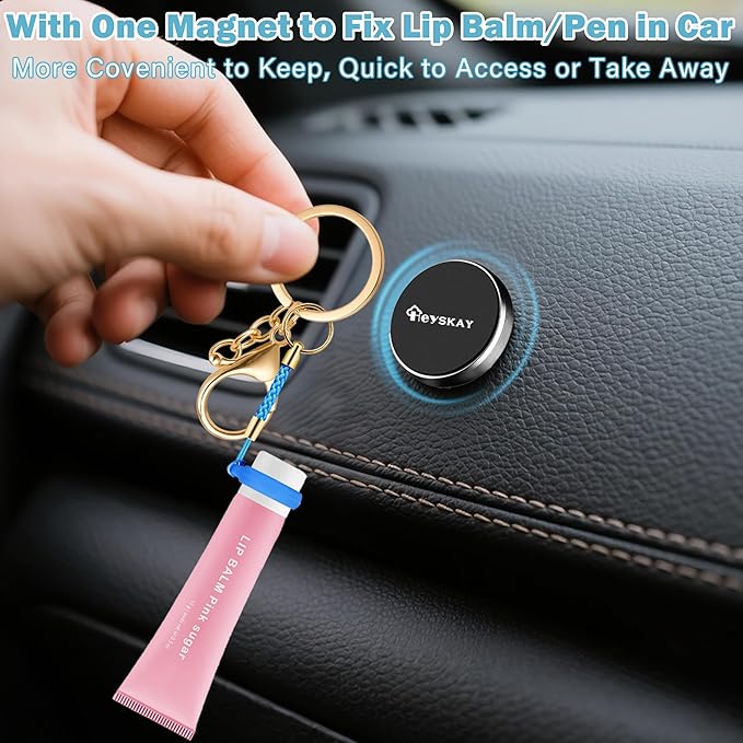 HEYSKAY Lip Balm Holder, Lipgloss Holder Keychain Cap Compatible with Chapstick,Summer Fridays,NIVEA,Stocking Stuffers Gifts