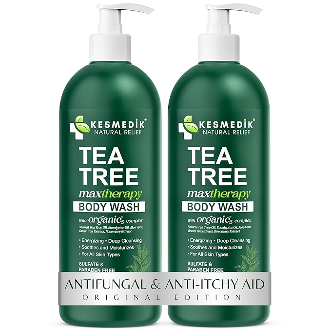 Tea Tree Body Wash MaxTherapy, Itchy Skin Relief Soap, Soothes Jock Itch, Athlete's Foot, Acne, Eczema, Psoriasis & Sensitive Skin, Intimate Wash, Men & Women, 2-Pack, Original Edition