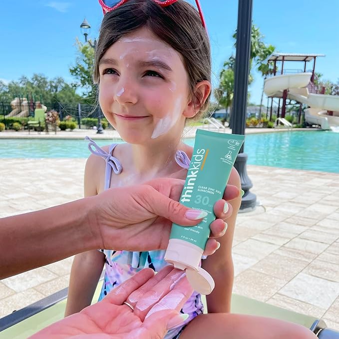 Thinkkids SPF 30 Mineral Sunscreen, Clear Zinc Oxide, 3 fl oz – Natural, Water Resistant, Kids & Toddler Sun Protection, Reef Safe