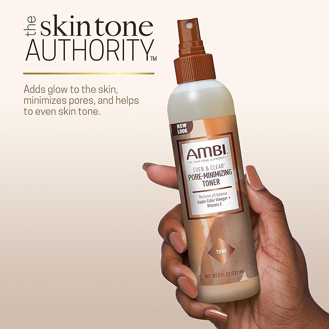 Ambi Even & Clear Vitamin C Serum, Toner & Glow Set - 1oz Serum, 8oz Toner