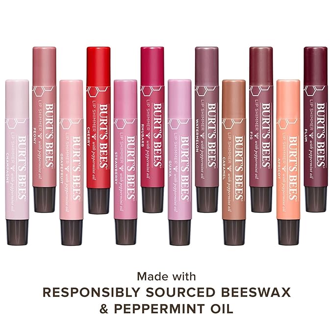 Burt's Bees Shimmer Lip Tint Set, Tinted Lip Balm Stick, Moisturizing for All Day Hydration with Natural Glowy Pigmented Finish & Buildable Color, Grapefruit (8-Pack)