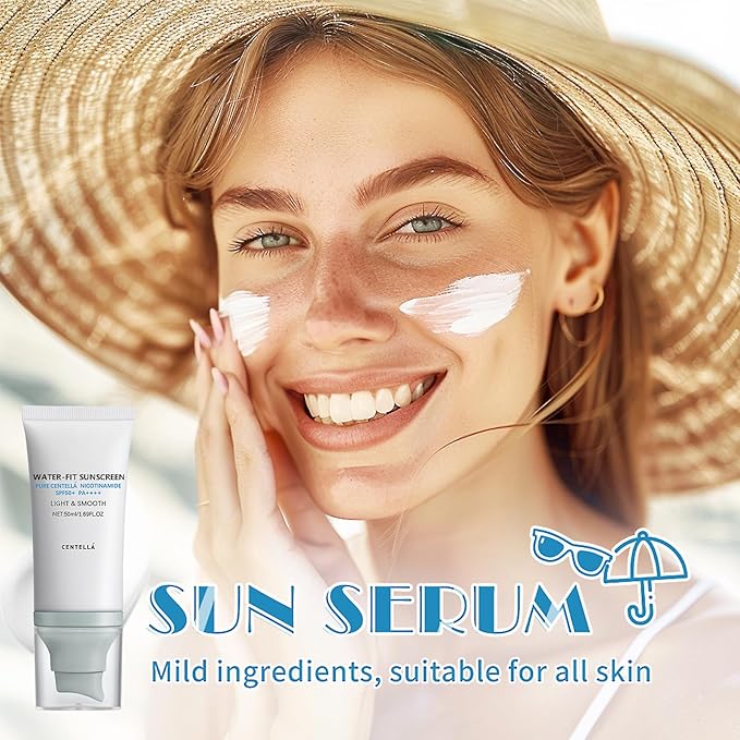 2Pcs Centella Sunscreen SPF 50, Lightweight Hyaluronic Acid Centella Asiatica Moisturizing Sunscreen, Face Sun Screen Long-Lasting Protection, Centella Madagascar Moisture Cream(1.69 fl.oz, 50ml)*2