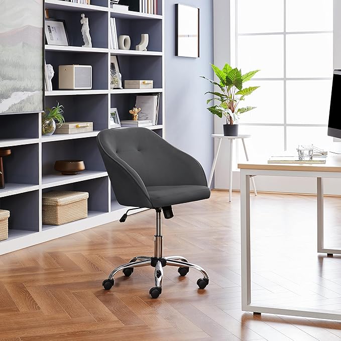 Yaheetech Office Chair Height Adjustable Mid Back Chair Swivel Large Seat Chairs Desk Chair Computer Chair on Wheels with Armrests