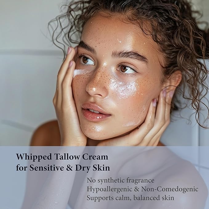 Whipped Tallow and Honey Balm for Face & Body – Manuka honey and Grass Fed Beef Tallow Face Moisturizer – Anti Wrinkle & Anti Aging Cream – Cebo de Res – Made in USA -With Frankincense -3 oz