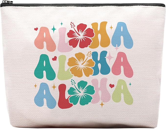 Hawaii Makeup Bag, Hawaii Gifts For Women Men, Sea Island Makeup Pouch, Travel Toiletry Bag With Zipper, Birthday Graduation Christmas Gifts For Women Mom Sister Best Friend Bestie Her