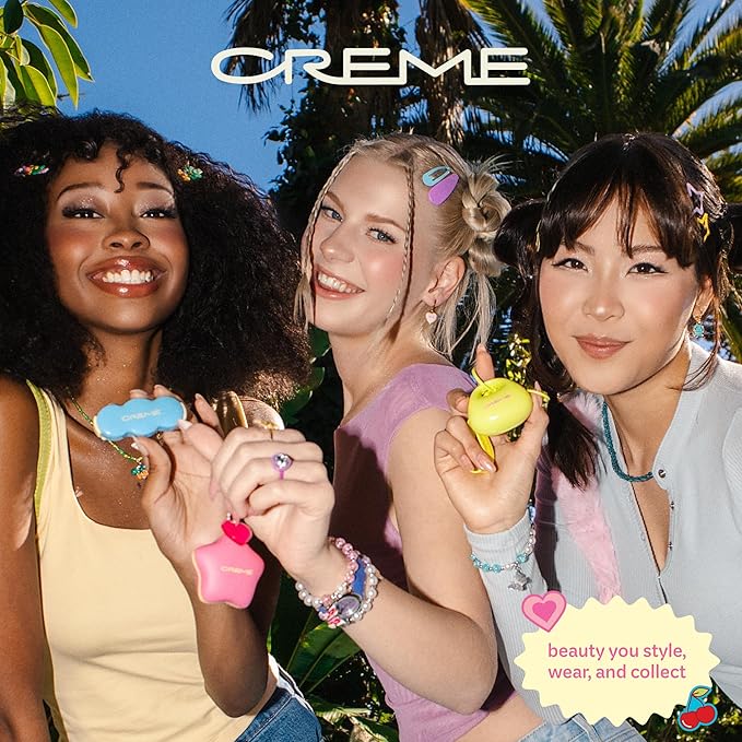 The Crème Shop Kiss & Blush Tinted Lip Balm & Blush, Korean Makeup for Lips & Cheeks, Cute Charm Key Chain, Hydrating, Long Lasting Tint, Aloe, Squalane (Cherry Squeeze)