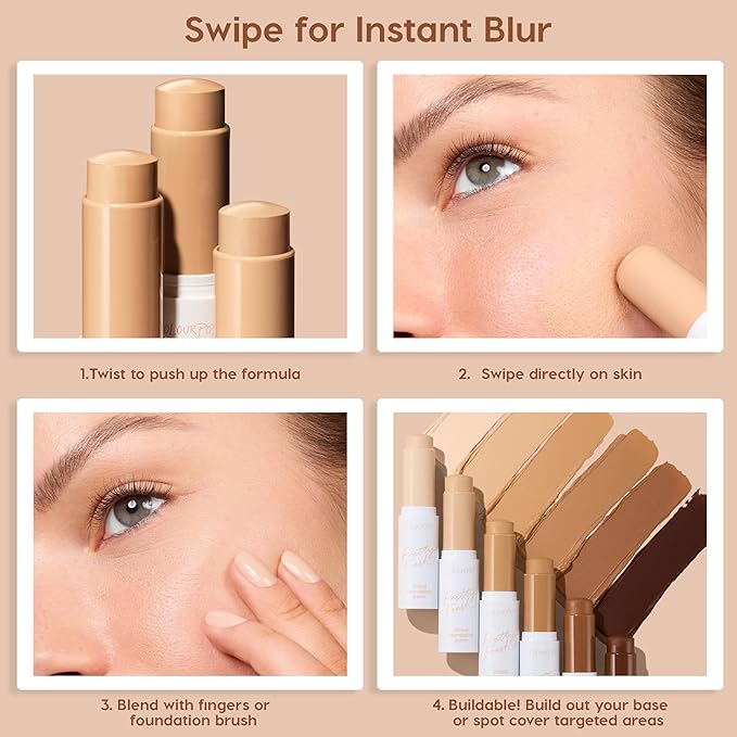 ColourPop Pretty Fresh Tinted Foundation Stick - Balm to Cream Foundation with Light to Medium Coverage - Infused with Hydrating Hyaluronic Acid, Peptides & Niacinamide - Light 8 (0.29 oz)