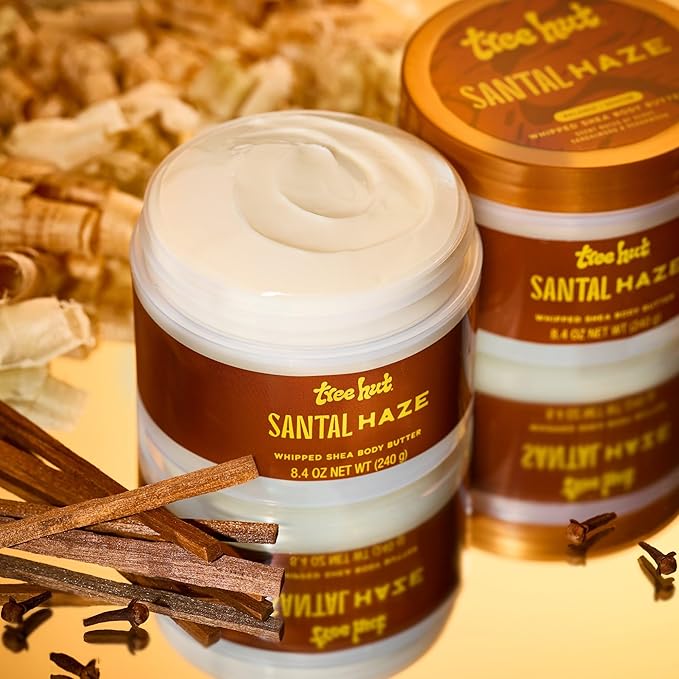 Tree Hut Whipped Shea Body Butter Santal Haze, Deeply Hydrating & Nourishing Whipped Moisturizer for Soft, Smooth Skin, Warm Woodsy Scent, Lightweight Texture, 8.4 oz