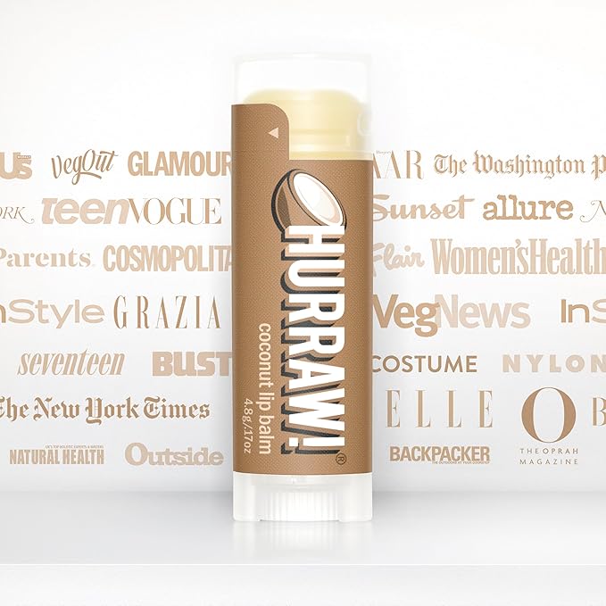 Hurraw! Coconut Lip Balm: Organic, Certified Vegan, Cruelty and Gluten Free. Non-GMO, 100% Natural Ingredients. Bee, Shea, Soy and Palm Free. Made in USA