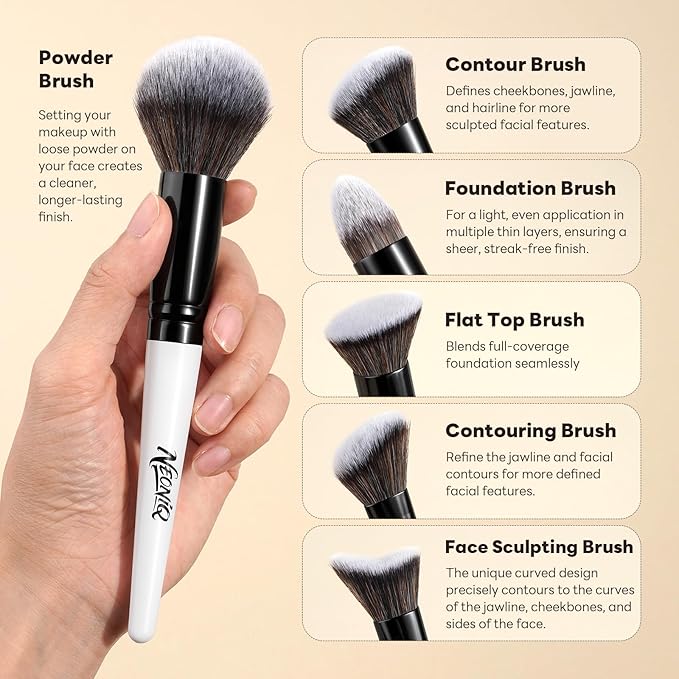 NEINIQ 20 PCS Travel Makeup Brush Set, Makeup brushes, Professional Foundation Eyeshadow Concealer Blush Powder Bronzer Brushes,Versatile Face Make Up Tools with Travel Makeup Case（White）