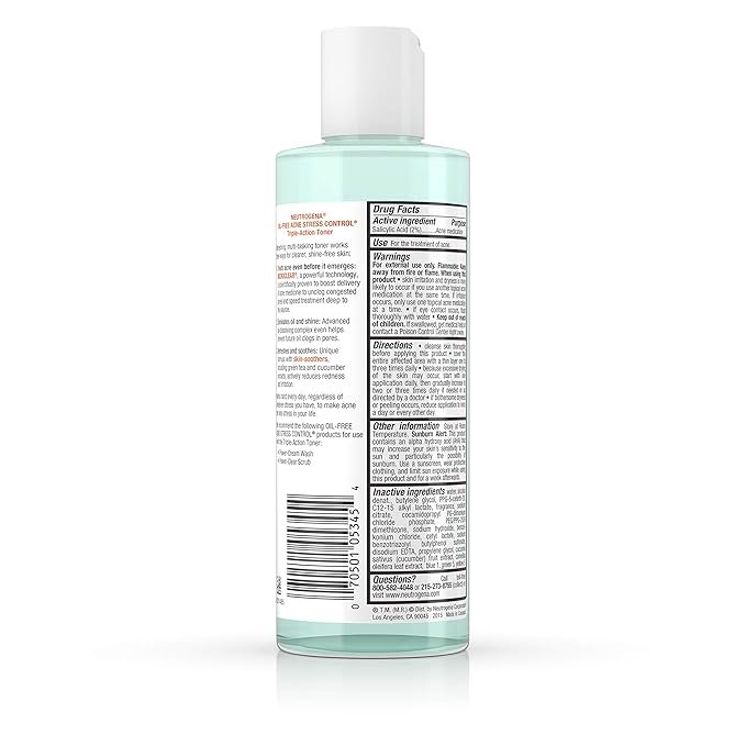 Neutrogena Oil-Free Acne Stress Control Triple-Action Toner, 8 Fluid Ounce (Pack of 2)