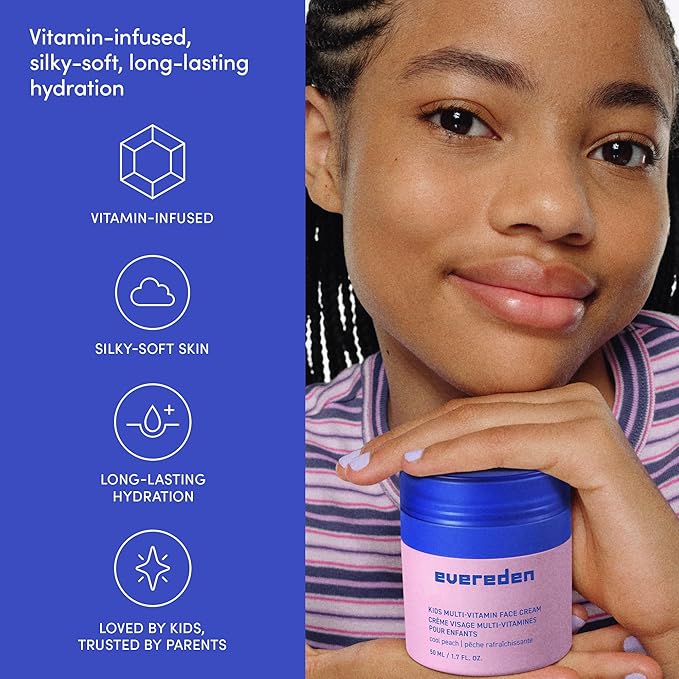 Evereden Kids Face Cream: Melon Juice, 1.7 oz. | Face Lotion | Clean and Non-Toxic Face Moisturizer | Multi-Vitamin Skin Care for Kids