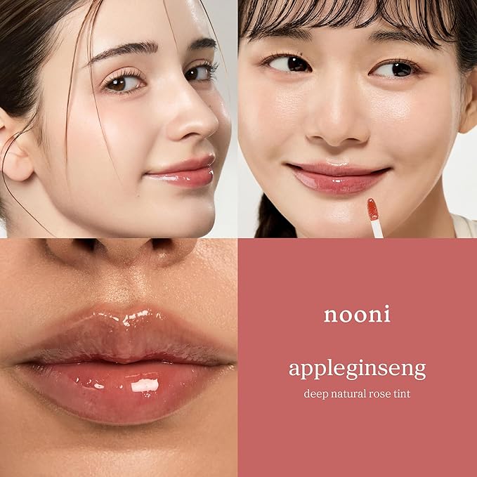 NOONI Korean Lip Oil - Appleginseng | Lip Stain, Long-Lasting, Moisturizing, Plumping, Revitalizing for Dry Lips, Waterproof, No Peel Off, Korean Lip Tint, Stocking Stuffers, Cute Things, 0.12 Fl Oz
