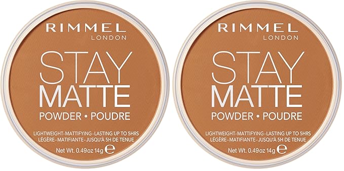 Rimmel London Stay Matte - 031 Pecan - Pressed Powder, Lightweight, High Coverage, Shine Control, 0.49oz (Pack of 2)