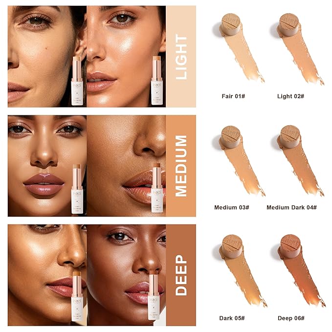 Tinted Foundation Stick, Balm to Cream Foundation with Light to Medium Coverage, Infused with Hydrating Ingredients - Fair 01, 0.25 oz
