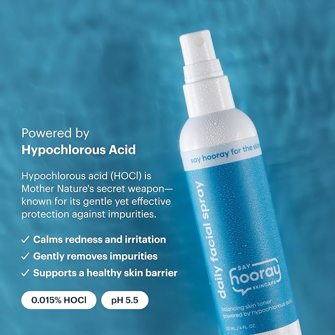 Hypochlorous Acid Daily Facial Spray for Sensitive Skin - HOCL Toner Helps Calm Redness, Acne and Breakouts. Supports Eczema-Prone and Acne-Prone Skin. 4 Fl Oz