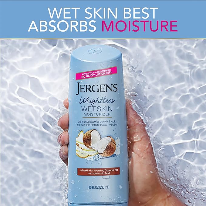 Jergens Wet Skin Body Moisturizer with Refreshing Coconut Oil, 10 Oz,Pack of 2
