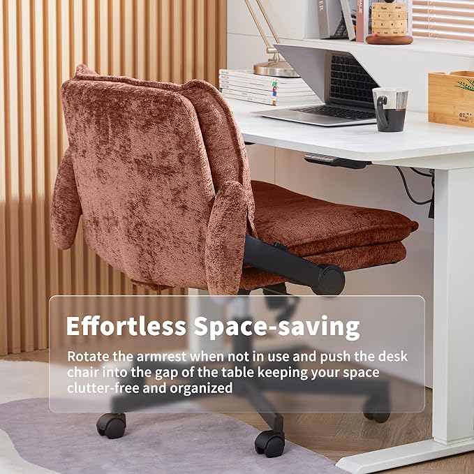 Cross Legged Office Chair, Height Adjustable Swivel Desk Chair with Flip-Up Arms, Padded Criss Cross Chair for Home Office & Bedroom