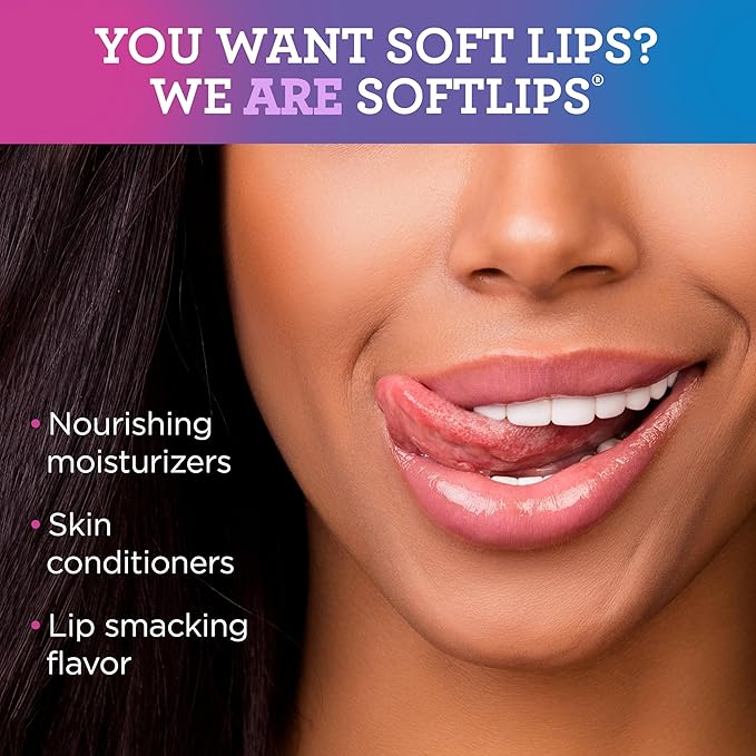 Softlips Daily Lip Moisturizer For Very Dry Lips, Multi-Flavored Lip Balms, Hydrates, Soothes & Prevents Dry, Chapped Lips, Smooth Glide Formula, Dermatologist Tested, Pack of 3 Chap Sticks