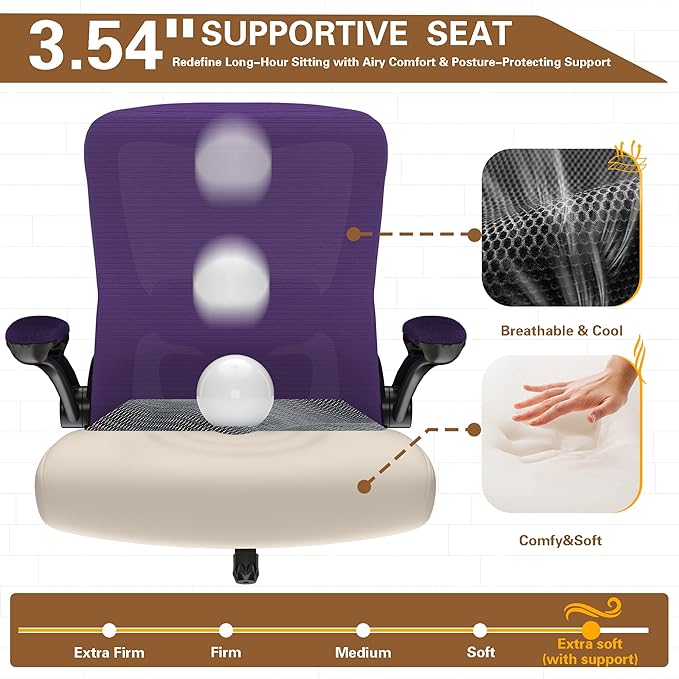 Ergonomic Office Chair - High Back Desk Chair with Adjustable Lumbar Support, Breathable Mesh Back, 330LBS Capacity, Easy Assembly, for Home Office Executive Computer Task