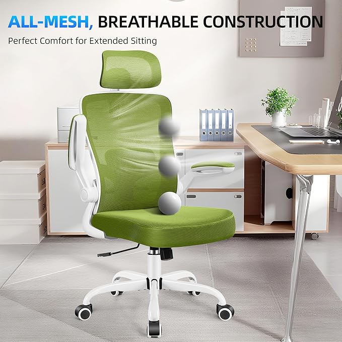 FelixKing Office Chair, Desk Chair with Adjustable Lumbar Support, Ergonomic Computer Chair with High Back and Armrest, Adjustable Height Gaming Chair Home Office Swivel Chair(Avocado Green)