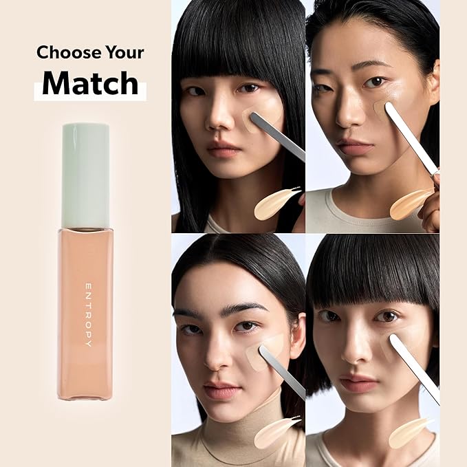 ENTROPY MAKEUP Organza Fit Spatula Foundation, Sheer to Medium Coverage, Built-In Spatula Applicator, Natural Finish, Flawless Skin, Long-Lasting Ultra Lightweight, Korean Makeup, #21.1