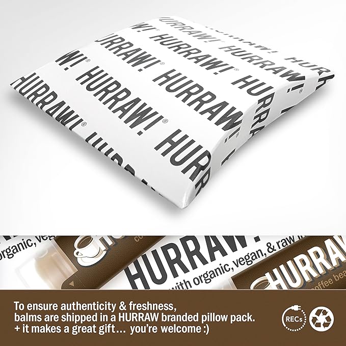 Hurraw! Coffee Bean Lip Balm: Organic, Certified Vegan, Cruelty and Gluten Free. Non-GMO, 100% Natural Ingredients. Bee, Shea, Soy and Palm Free. Made in USA