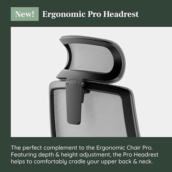 Branch Adjustable Ergonomic PRO Headrest Attachment - Only Compatible Ergonomic Chair PRO - Experience Optimal Comfort and Support - Boulder