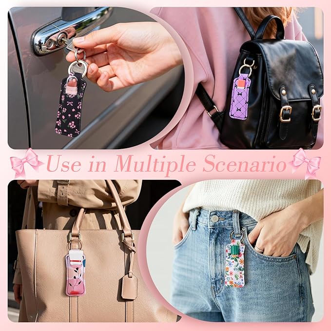 3PCS Chapstick Keychain Holder, Potable Lip Balm Holder, Lip Gloss Holder Keychain for Lipstick, Chapstick, Lip Balm