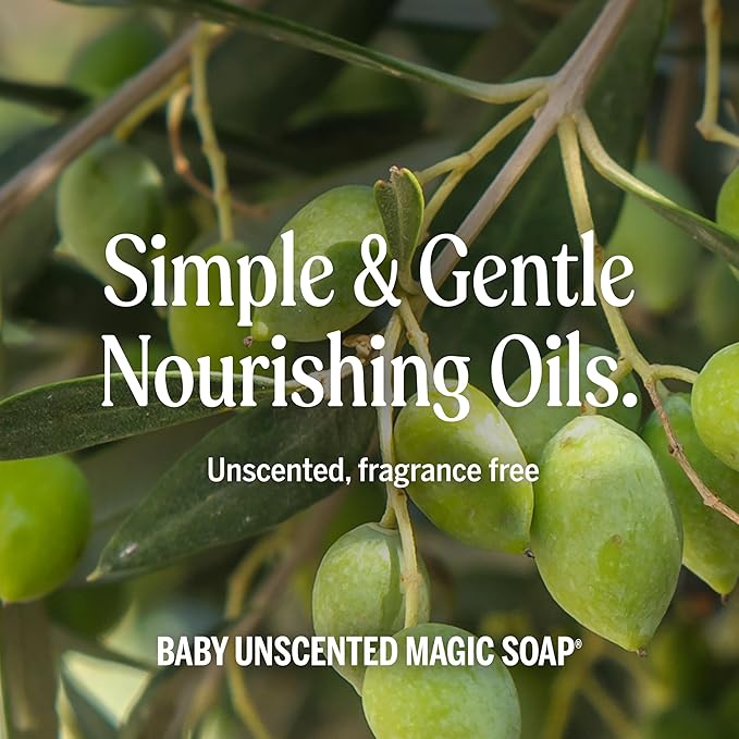 Dr. Bronner's Pure-Castile Magic Liquid Soap (Baby Unscented, 8 Ounce)- Made with Regenerative Organic Certified Oils, For Face, Body Wash, Baby Soap, Sensitive Skin, No Added Fragrance, Vegan