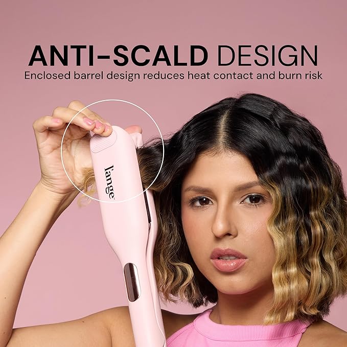 L'ANGE HAIR SculptWaver Titanium Deep Wave | Hair Crimper for Effortless Beach Waves | 3 Barrel Hair Waver with Adjustable Heat | Dual Voltage & Smart Timer | Styling Tools & Appliances, Blush - Large