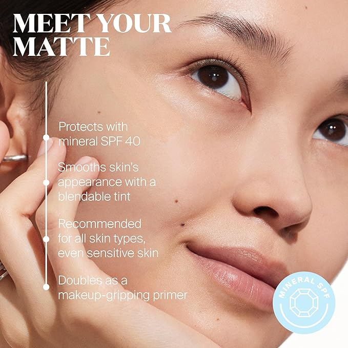 Supergoop! Mineral Mattescreen (SPF 40) - 45 mL - Mineral, Oil-Free Broad Spectrum Sunscreen - Smooths Skin’s Appearance, Minimizes Pores & Controls Shine - Water & Sweat Resistant