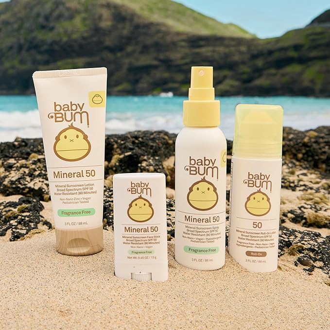 Sun Bum Baby Bum Mineral SPF 50 Roll-On Sunscreen - Vegan and Hawaii 104 Act Compliant (Without Octinoxate & Oxybenzone) - Broad Spectrum Moisturizing UVA/UVB - Travel Size - 3 oz | Mineral, Vegan, Broad Spectrum, Moisturizing, UVA/UVB