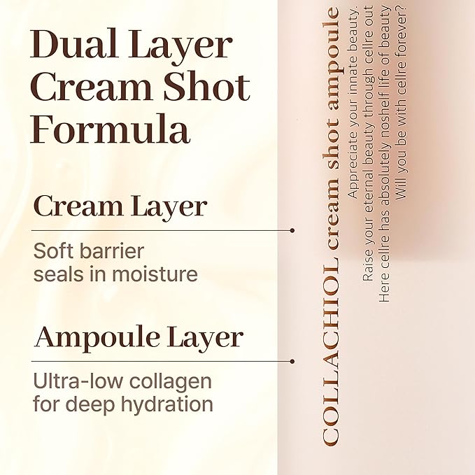 Collachiol Cream Shot Ampoule – 3-in-1 Toner, Serum & Cream Mist | Collagen + Bakuchiol Complex for Smooth, Moisturized, and Healthy-Looking Skin | 145 ml & Travel Size 55 ml