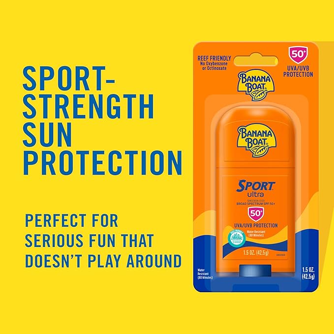 Banana Boat Sport Ultra SPF 50 Sunscreen Lotion 12oz & Sport Ultra Reef Friendly Stick SPF 50 1.5oz Sun Protection
