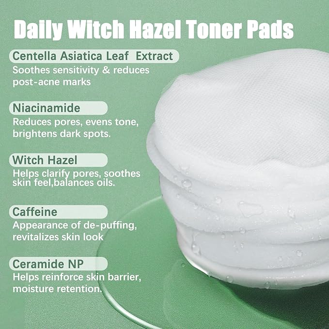 Madecassoside & Caffeine Toner Pads|Soothe Redness,Strengthen Barrier & Refine Pores with Centella Asiatica,Niacinamide | 110 Pads for All Skin Types