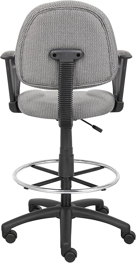 Boss Office Products B1617-GY Ergonomic Works Drafting Chair with Loop Arms in Grey