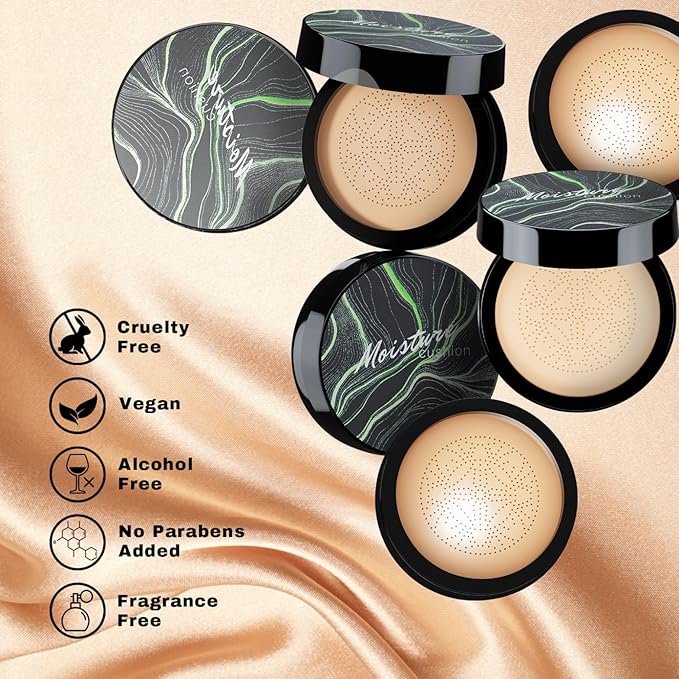 Mushroom Head Air Cushion CC Cream Gift Set for Women - Newly Upgraded Tattoo Cover up Makeup Foundation with 2 Refills, Holiday Gift BB Cream Waterproof for Mature Skin Types (Natural, 20g*3)