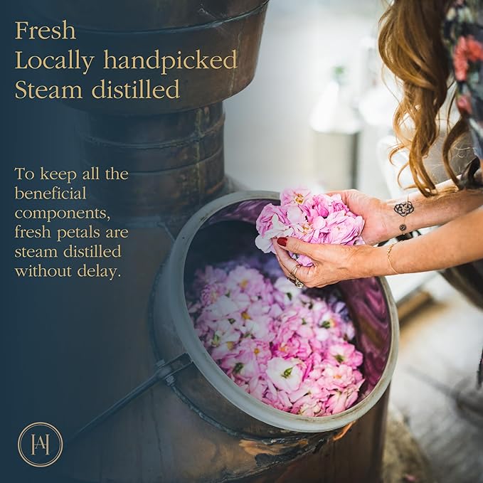 HMA | 100 Percent Pure Rose Water Facial Mist – Steam-Distilled Rosa Damascena Hydrosol | Alcohol-Free Toner & Hydrating Face Spray | Natural Skin Refresher for All Skin Types | 3.38 FL Oz