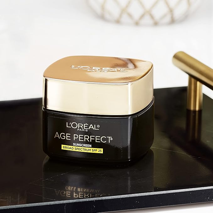 LOreal Paris Age Perfect Cell Renewal Anti-Aging Day Moisturizer with Broad Spectrum SPF 25 Sunscreen,Antioxidants,and Vitamin E 1.7oz,(Pack of 2)