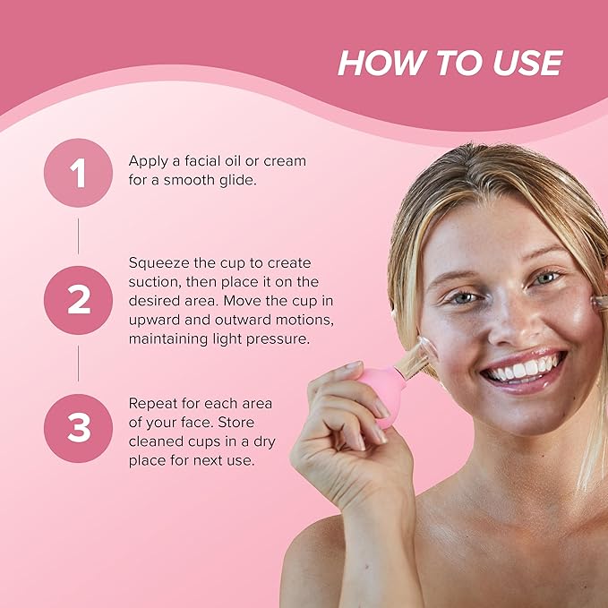 Skin Gym Facial Cupping Set for Face & Neck – Glass Face Cupping Therapy Tools for Lymphatic Drainage, Depuffing & Sculpting Jawline and Chin, Anti-Aging Facial Massage Cups, 2-Piece Set