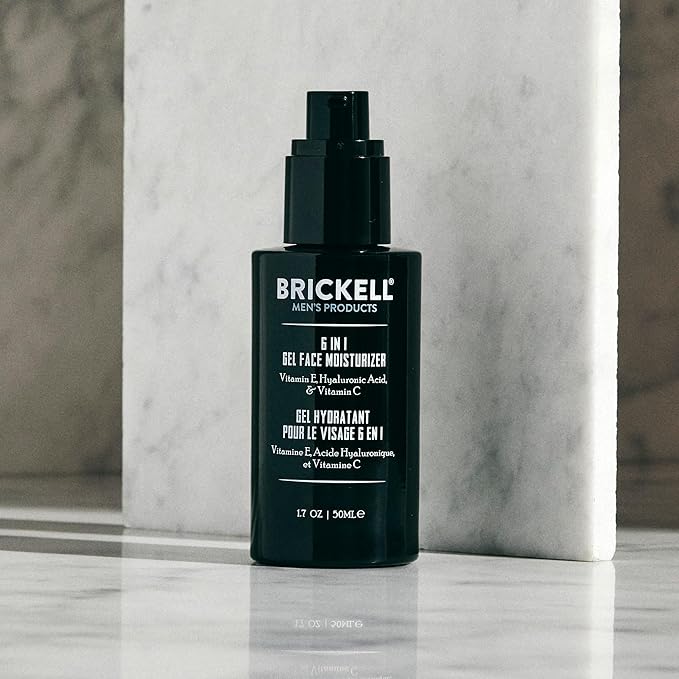 Brickell Men's 6 in 1 Gel Face Moisturizer for Men, Natural and Organic Gel Moisturizer, 1.7 ounces, Unscented
