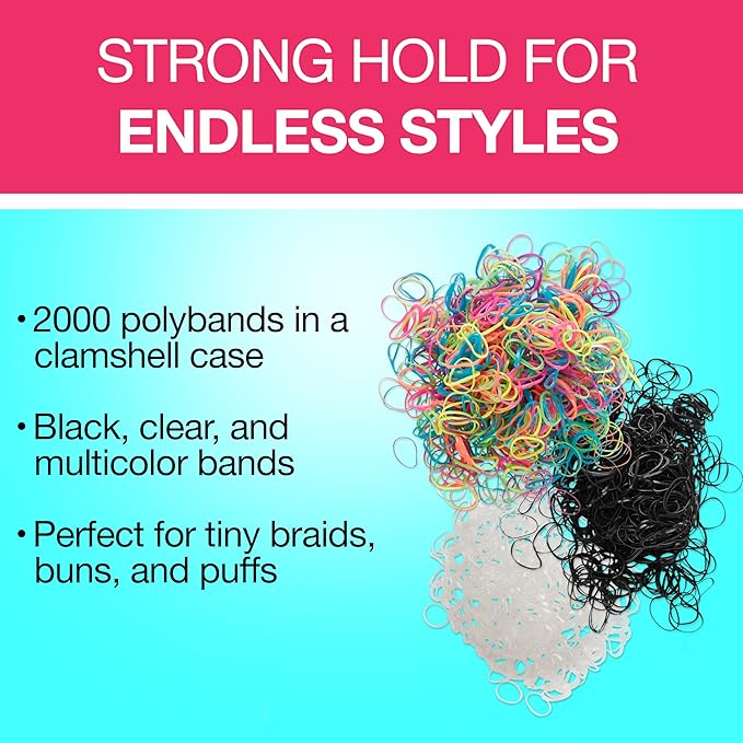 Scunci by Conair Hair Ties - Clear Elastics - Hair Accessories for Women - Black, Clear & Multi-color - 2000 Count