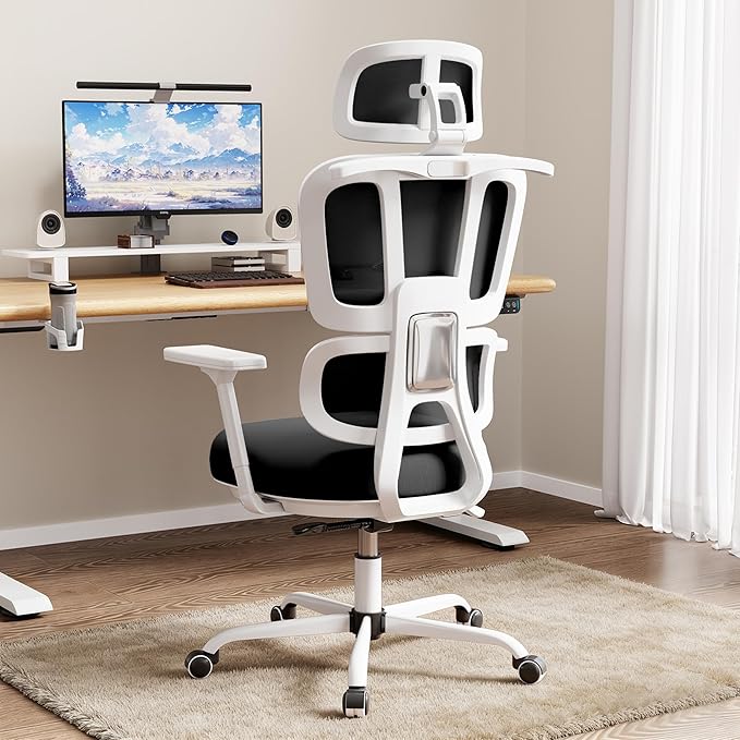 Office Chair Ergonomic Desk Chair with Lumbar Support and Headrest, Thick Cushion Mesh Computer Chair with Armrest and Tilt Lock, High Back Home Office Desk Chairs for Men Women