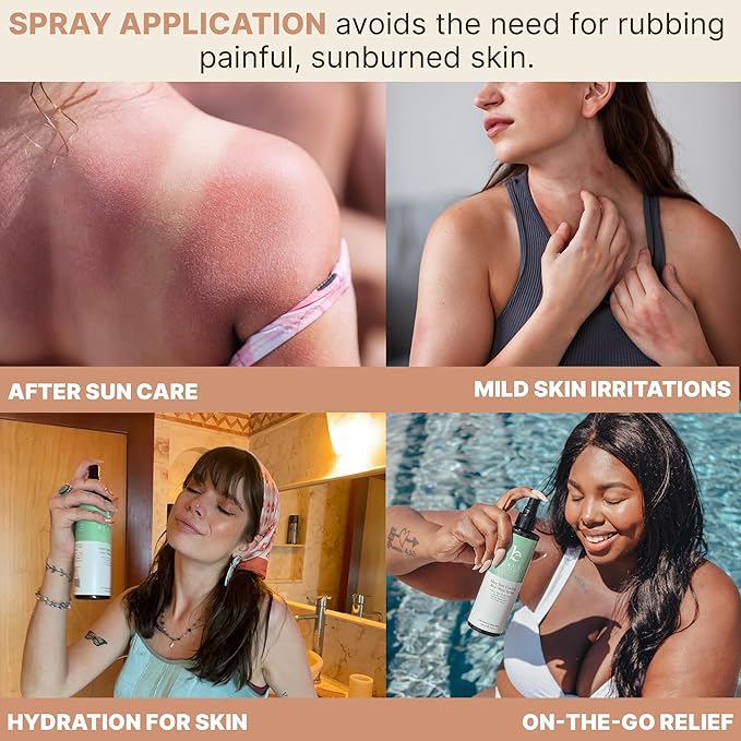 Beauty by Earth After Sun Cooling Aloe Vera Spray - USA Made With Organic Aloe Vera, Fast Absorbing After Sun Care for Sunburn Relief, Skin Cooling Spray, Sunburn Treatment Spray Lotion for Body