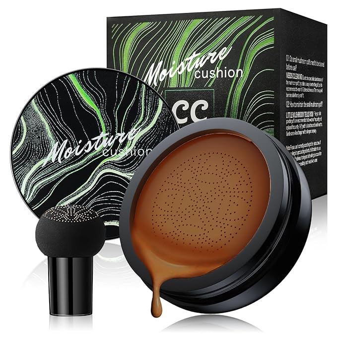 Foundation for Older Women - Air Cushion CC Cream Foundation Makeup, BB Cream Concealer Full Coverage Moisturizing Concealer Brighten Long-lasting (Deep)
