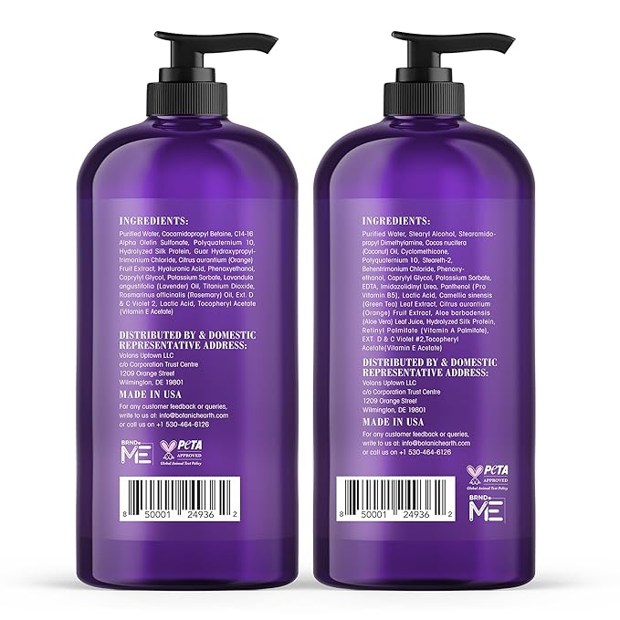 Botanic Hearth Purple Shampoo And Conditioner Set | For All Shades Of Blonde, Silver And Gray Hair | Enhances Highlights | Sulfate Free, Paraben Free, 16 Fl Oz Each