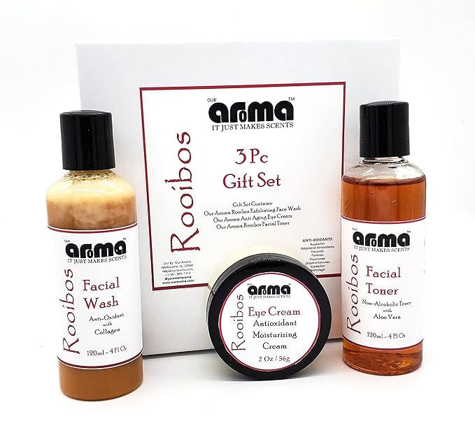 Our Aroma Rooibos Skincare Collection - Gift Set with Facial Wash, Toner and Eye Cream - Get Your Natural Glow